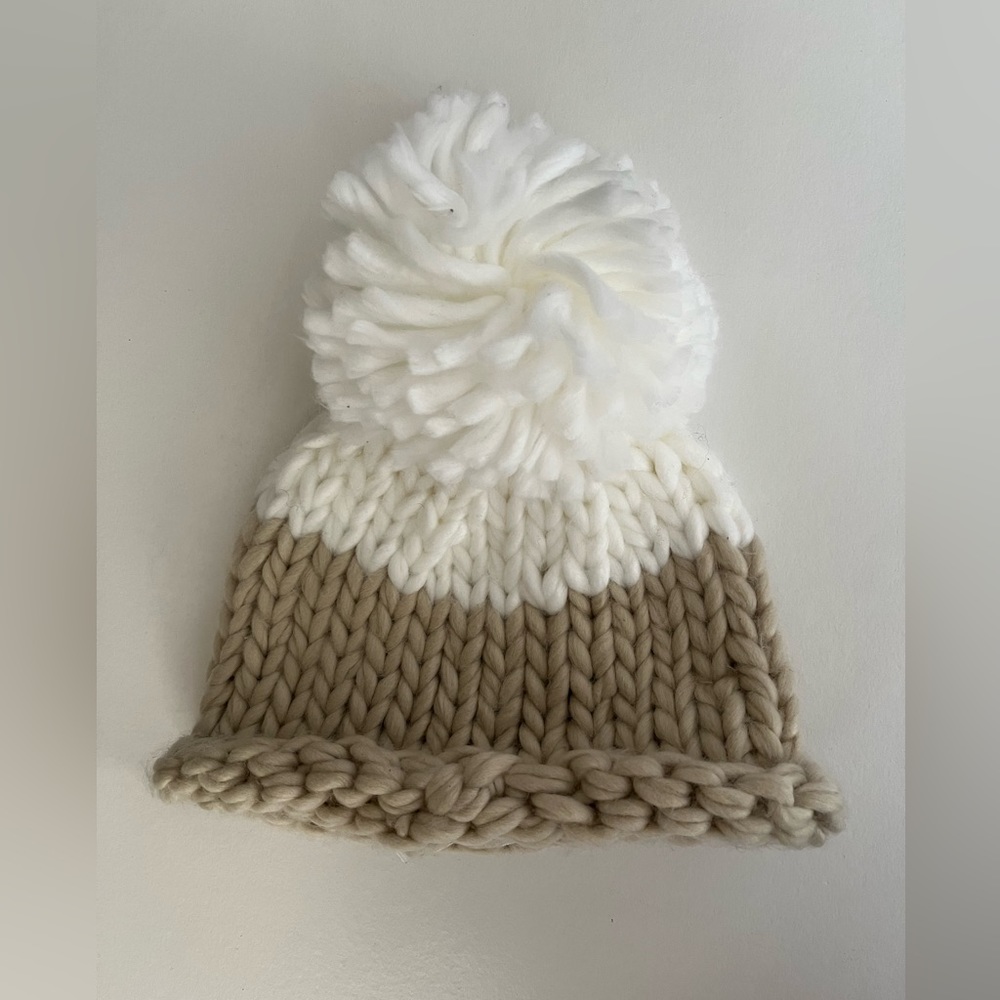 Free People | Ivory And Tan Cozy Up Color-block Pom Knit Beanie